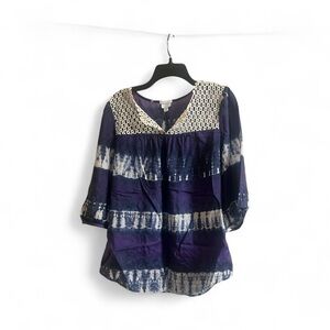 Calypso St. Barth Purple and White Blouse